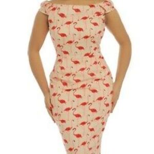 Lindy Bop vintage style flamingo dress with pockets
